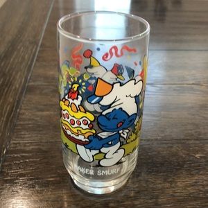Vintage 1983 Baker Smurf Glass Hardee’s Collector’s Edition